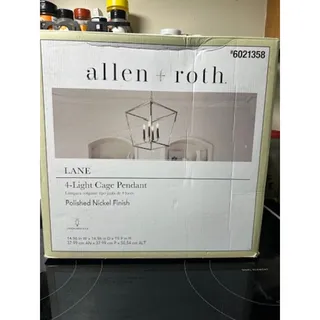 Photo of allen + roth Lane 4-Light Cage Pendant Polished Nickel #6021358 NEW