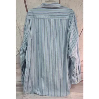 Photo of Vintage Nautica Two-Ply Cotton Blue White Striped Button Shirt XXL