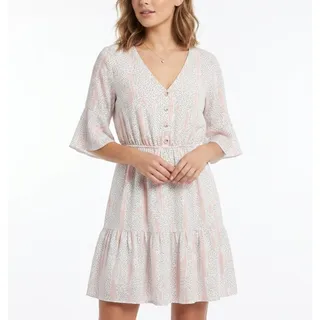 Photo of GILLI Watercolor Dotted Mini Dress V-Neck Button Front White Multi Womens Size M