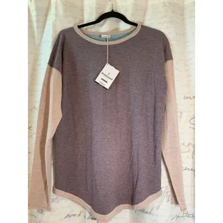 Photo of Smartwool Womens M Colorblock Sweater Rolled Collar Pullover Purple Pink NWT