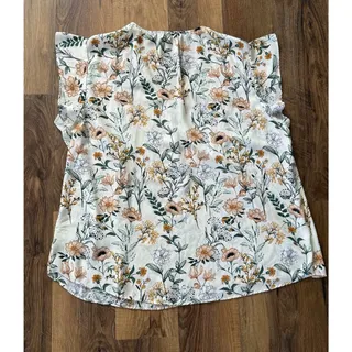 Photo of Maison d’Amélie Paris 1X Cream Watercolor Floral Sheer Blouse Boho Cottagecore