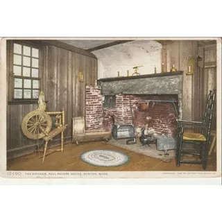 Photo of Vintage Real Photo The Kitchen Paul Revere House Boston Mass MA 1910 Antique Old