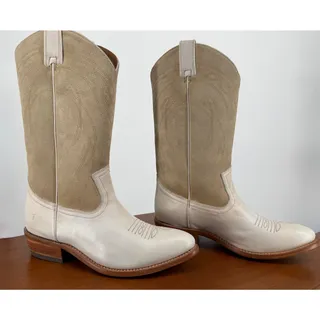 Photo of Frye Billy Pull On Deco Stitch Ivory Western Boots 11