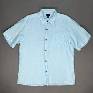 Photo of True Grit Linen Cotton Shirt Men’s XL Light Blue Short Sleeve Button Up