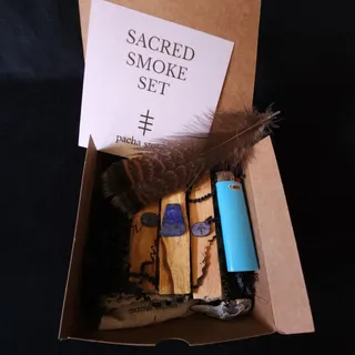 Photo of New Sage Gift Box Sacred Set Smudge Kit Self Care Home Clearing Palo Santo Wood