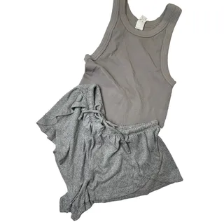 Photo of Nikibiki Ribbed Tank Gray Lounge Shorts 2 Piece Set Stretch Casual Y2K