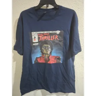 Photo of Michael Jackson Thriller Fan Art Tee Shirt, Navy Blue, Size Large