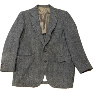 Photo of Vtg Harris Tweed Wool Blazer Mens 44 Gray Herringbone Sport Coat Jacket Scottish Wool Mens Blazer Herringbone Jacket Sport Coat Flaw