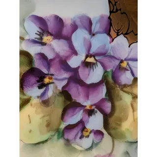 Photo of Vintage Uno Favorite Bavarian Hand-Painted Purple Violets Gilt Edge 6" Plate