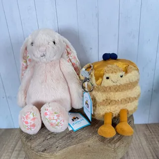 Photo of Bundle Set of 2 Jellycat Pancakes Bag Charm Small Blush Bunny Cherry Authentic