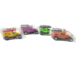 Photo of VTG Kellogg's Cereal Premium Toy Delivery Truck Set 4pc NIP Pops Frosted Flakes