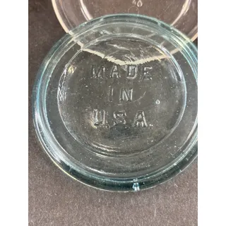 Photo of Vintage Aqua Glass Fruit Jar Lid Insert MADE IN U.S.A. Canning Jar