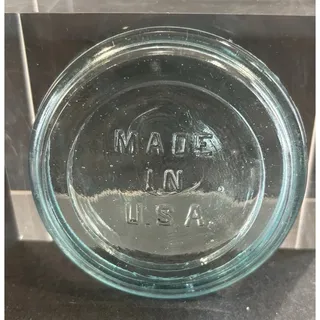 Photo of Vintage Aqua Glass Fruit Jar Lid Insert MADE IN U.S.A. Canning Jar