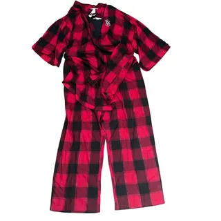 Photo of Victoria Secret Red Black Metallic Plaid 3 Piece Pajama Set Womens XL/XXL