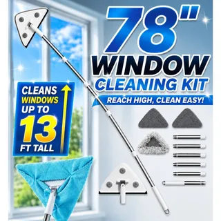Photo of CTIME 78" Professional 3-in-1 Window Cleaning Kit Squeegee Wall Mop