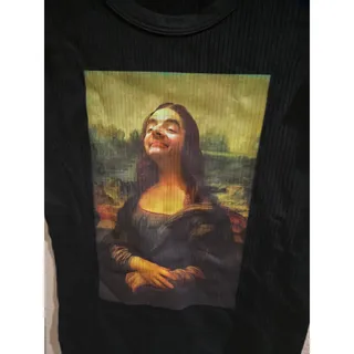 Photo of Mr. Bean Mona Lisa Women's Tee Shirt, Black, Size XS