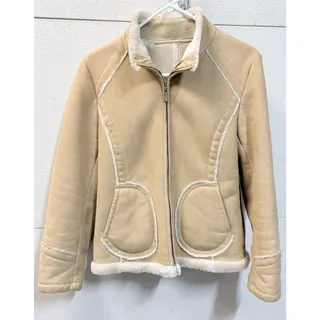 Photo of Braetan y2k Faux Suede Sherpa Lined Jacket Coat Tan Beige Women's Size S