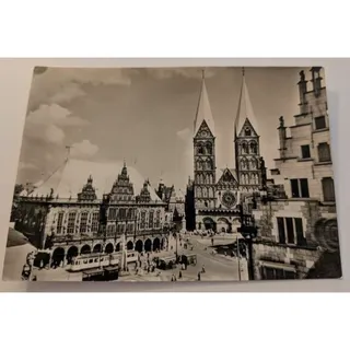 Photo of Vintage Old Postcard Cathedral Town Hall Bremen Germany Church Real Photo Scene