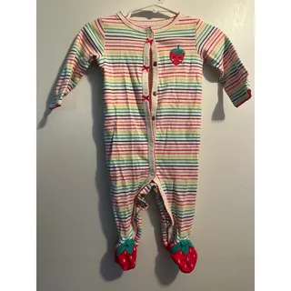 Photo of Carter’s Baby Girl 6M Rainbow Stripe Strawberry Footed Sleeper Pajamas
