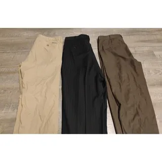 Photo of lot of 3 Axist, Eddie Bauer, Mazzoni Men's pants Sz 36X34-36 multi pleated