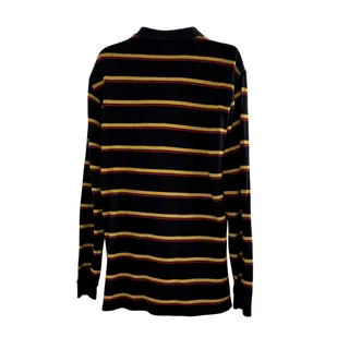 Photo of VTG 90s Polo Ralph Lauren XL Navy Blue Striped Long Sleeve Polo Shirt Preppy