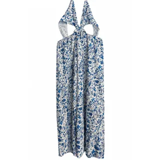 Photo of SHEIN Blue White Floral Wrap Swim Cover-Up Dress Large