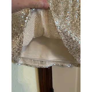 Photo of Love On A Hanger Women’s Size M Cream Color Skirt With Silver Sequins