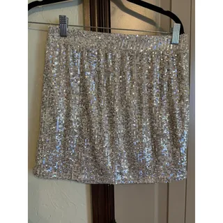 Photo of Love On A Hanger Women’s Size M Cream Color Skirt With Silver Sequins