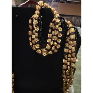 Photo of Vintage Black And Gold Necklace With Matching Bracelet