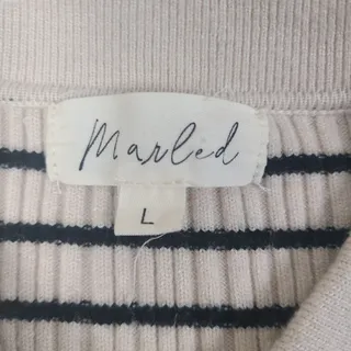 Photo of Marled Clothing Women's Cotton Sweater size Large Beige Striped Pullover