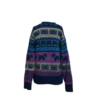 Photo of Netflix Stranger Things S Purple Blue Fair Isle Cassette V-Neck Knit Cardigan