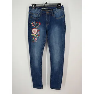 Photo of Machine Nouvelle Mode Skinny Leg Floral Embroidered Jeans Size 5 / 28 New