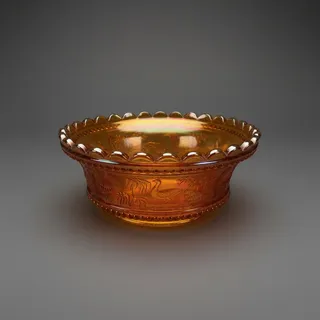 Photo of Antique Northwood Peacock at the Fountain Marigold Carnival Art Glass Berry Bowl