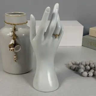 Photo of Vintage 1980s Gold-Tone Christian Cross w/ Rhinestone Center Ring SZ 8