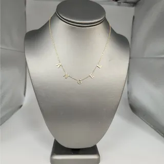 Photo of 925 Sterling Silver Gold -Tone "ANGEL" Letter Charm Necklace 16"