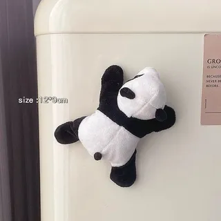 Photo of Cute Panda Plush Fridge Magnet - Soft Magnetic Refrigerator Decoration (12x9 cm)