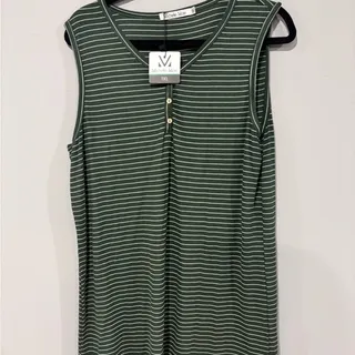 Photo of Michelle Mae Green Striped Women's Top - 1X