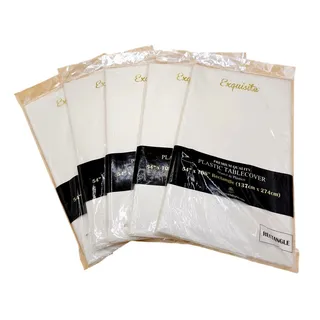 Photo of (5) Crown Exquisite Premium White Tablecloths 54" x 108" Plastic Set of 5 Sealed