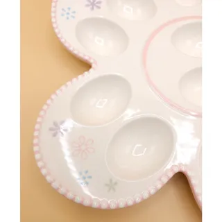Photo of Oneida Entertain Stoneware Egg Platter Bunny Hop For 12 Eggs Easter Party