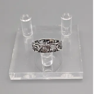 Photo of 925 Sterling Silver Openwork Scroll Floral Ring Vine Band Women's Size 6-9 