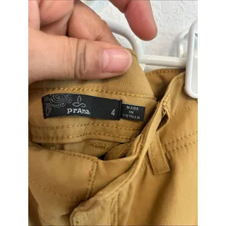 Photo of Prana Double-Button Mid-Rise Shorts Mustard gorpcore camping hiking women size 4