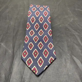 Photo of Vintage Archives Countess Mara For L Strauss Silk Tie Navy Medallion Geometric