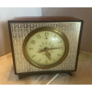 Photo of Vintage 1950s GE Telechron 7H242 Mid-Century Electric Brass Bezel Alarm Clock
