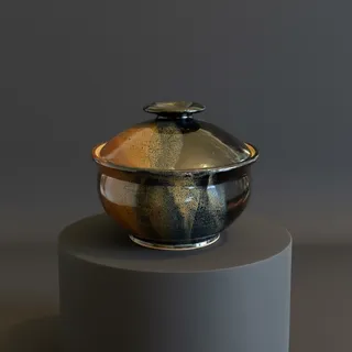 Photo of Cady Clay Works Seagrove NC Lidded Bowl-Studio Art Pottery-Covered-Handmade
