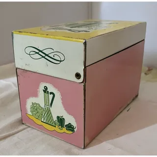 Photo of Vintage 1950S Metal Recipe Box Kitsch Kitchen Decor
