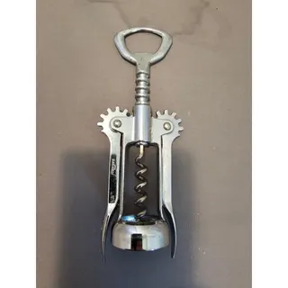 Photo of Franmara Silver Corkscrew Wine Bottle Opener w/Fins - Push Down - Used - Italy