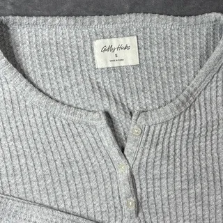 Photo of Gilly Hicks Waffle Boho Cottogecore Crop Top Knit Gray Woman's Medium M