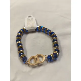 Photo of C Accessory blue and gold bracelet with white rhinestone