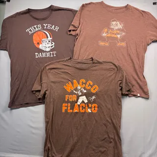 Photo of Cleveland Browns T-Shirt Bundle Men's XL Brownie elf Short Sleeve Graphic Tees