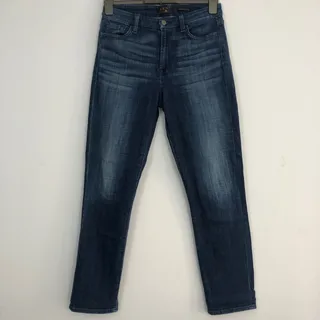 Photo of JEN7 7 For All Mankind Straight Crop & Roll Jeans Womens 6 Distressed Med Wash